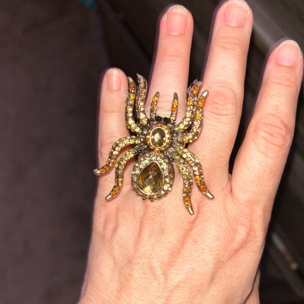 Gold and Orange Spider Statement Ring